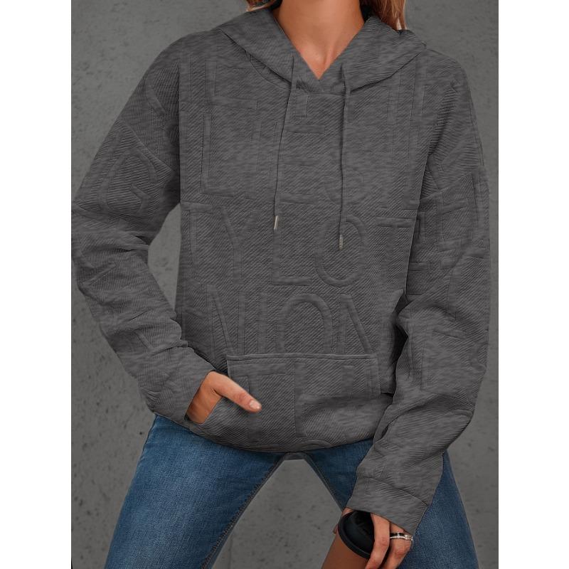 Damen S Lässig Einfarbig Buchstabendruck Pullover mit Kapuze Sweatshirt