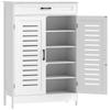 Shoe Cabinet with Louvered Doors, Modern Shoe Storage Cabinet with Drawer and Adjustable Shelves, White