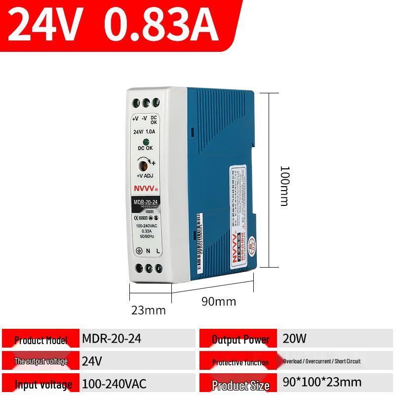 NVVV DIN Rail Switching Power Supply 220V To 12/24V DC Transformer DR/NDR/EDR Series