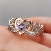 Luxury Romance Two-Tone Infinity Heart Ring High Quality Purple 5A Zircon Princess Rings for Women Valentine's Day Jewelry Gifts