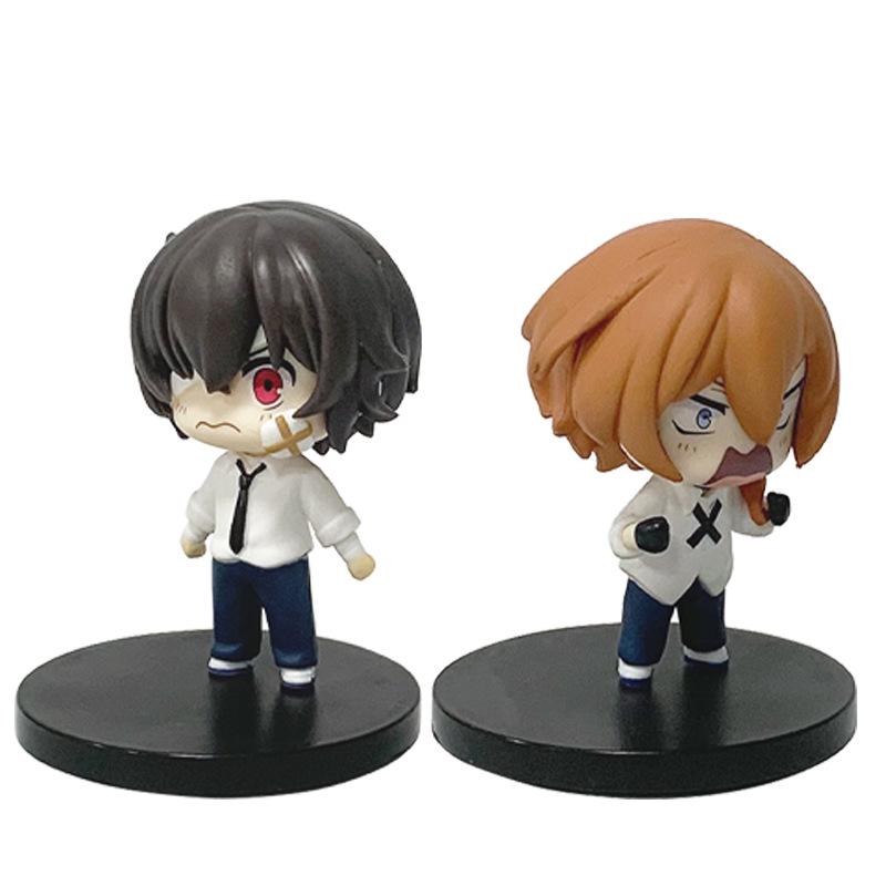 Bungo Stray Dogs Q Version Dazai Osamu & Nakahara Chuuya Hand-Painted Figurines for Desktop & Car Ornaments.