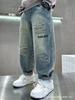 Boys' 2025 Korean Style Casual Loose Straight-Leg Jeans for Spring and Autumn