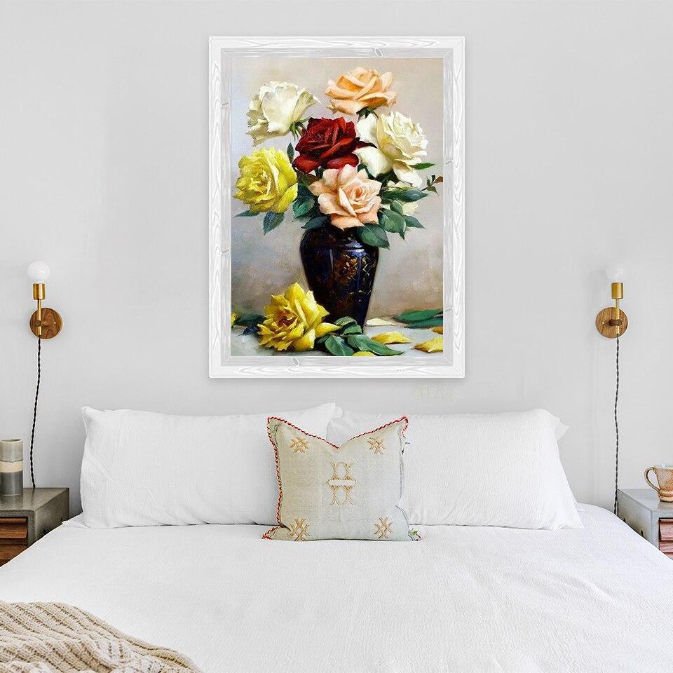 Diy New 5d Painting Diamond Vase Diamond Embroidery Flowers Cross Stitch Full Round Drill Crafts Home Decor Manual Gift