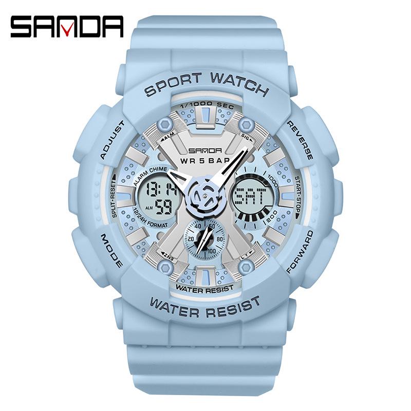 Sanda Harajuku Style Dual Display Digital Sports Watch for Teens and Men