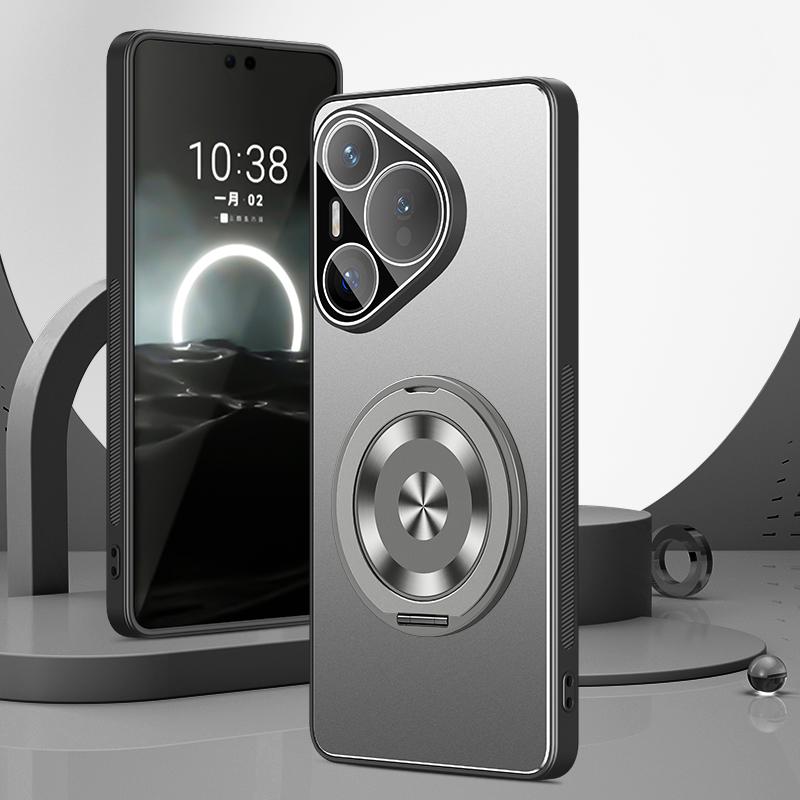 

For Huawei Pura 70 Case PC+TPU Matte Kickstand Back Phone Cover with Lens Film Grey