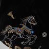 1meter Black Color Horse Pattern Embroidery Fabric Mulberry Silk Velvet Fabric for New Chinese-style Coat Vest Dress Cheongsam