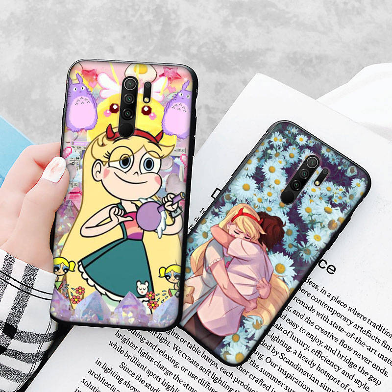 Black Case for Xiaomi Redmi 13C Note 9 iPhone XR 7 8 14 15 11 12 13 X XS Pro Max Samsung A25 S23 S24 FE Ultra Plus Star Vs the Forces of Evil