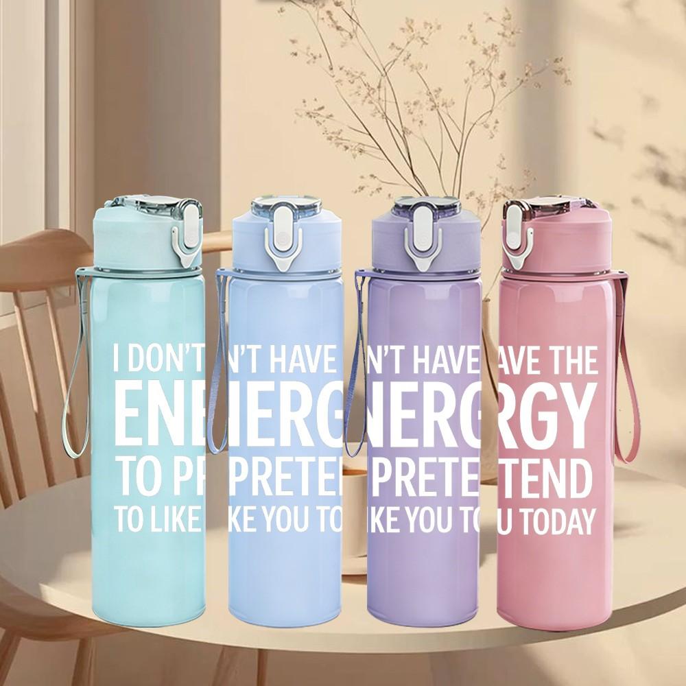 1PC Light Up Energy Pretend White Graphic 750ml Color Plastic Sports Water Bottle Leakproof Flip Straw Lid Suitable for Sports Office Home Use