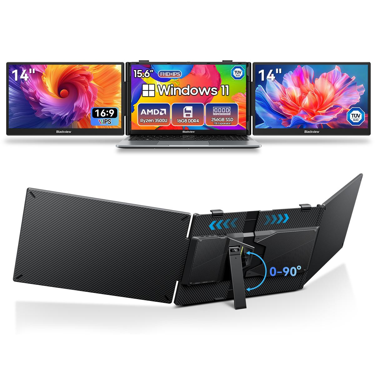 Blackview DCM5 14 1920x1080 FHD IPS Dubbele Draagbare Monitor TÜV Laag Blauw Licht with ACEBOOK6(16+256)3500U zwart