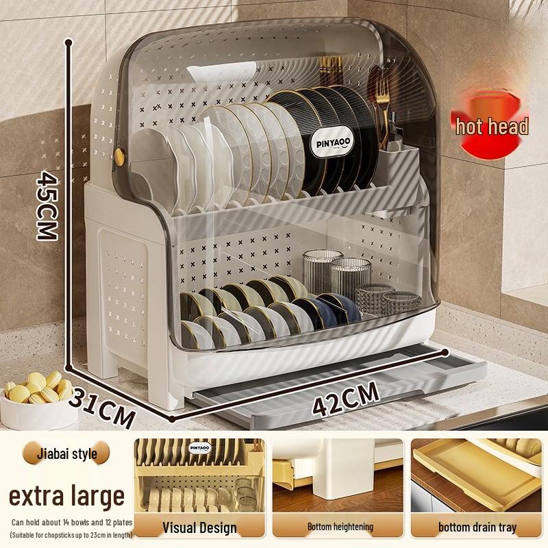 Lan Tuan Nordic Foldable Kitchen Dish Drying Rack & Storage Shelf