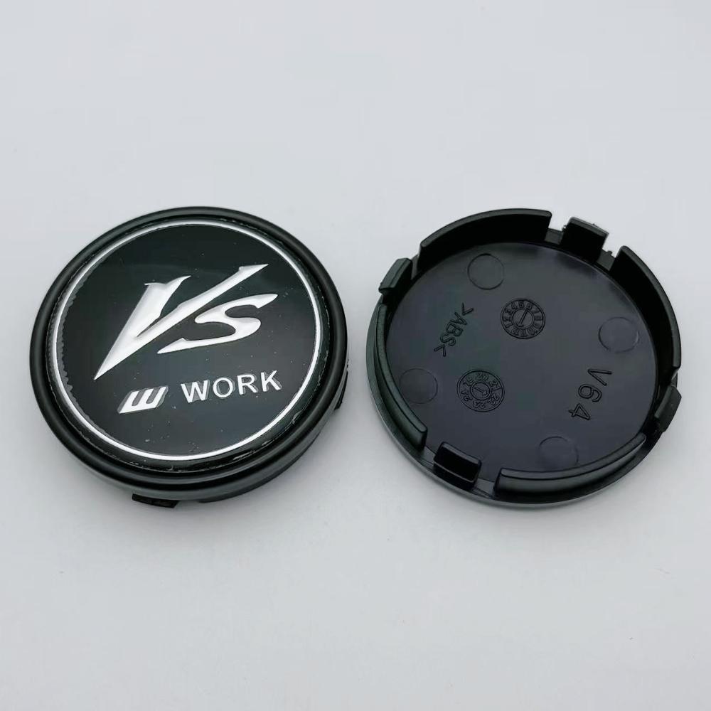 4pcs JDM 64mm VS W Work Logo Emblem Badge Car Wheel Center Cap Wheels Hubcaps Rims Center Dust Cover Car Accessories for Volvo
