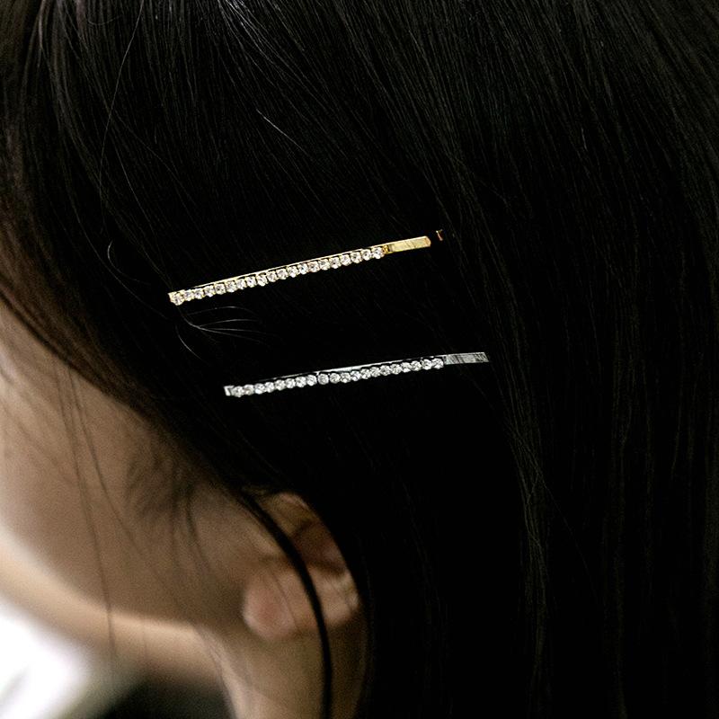 Simple Diamond-Encrusted Bangs One-Word Clip, Daily Commuting Broken Hair Side Clip Hair Accessories Women