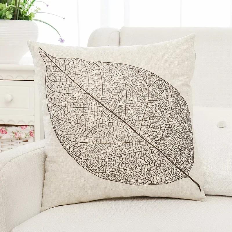 Green Plants and Flowers Cotton and Linen Pillow Customized Linen Car Pillow Sofa Pillow Cover Home Decoration