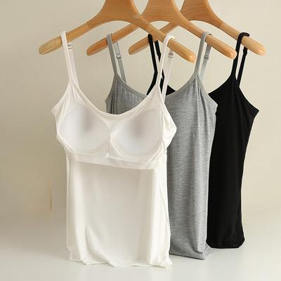 Halter Top Lining Women's Tank Top with Chest Pad One-piece Bra Cover Base Layer Shirt