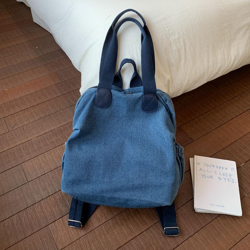 Gewaschene Denim-Schultertasche Große Kapazität Lässige Hobo-Tragetasche mit Seitentaschen für den täglichen Weg zur Arbeit und Reisen