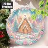 Vintage 2D Flaches Metall Wanddekor Lebkuchenhaus Retro Aluminium Weihnachts Schild