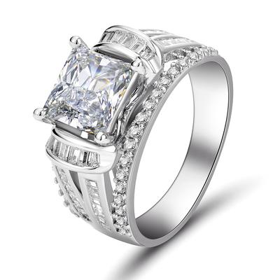 Nové luxusní dámské prsteny Princess Square CZ Nově svatební zásnubní prsteny Design Vysoká kvalita Dámské trendy šperky Eternity