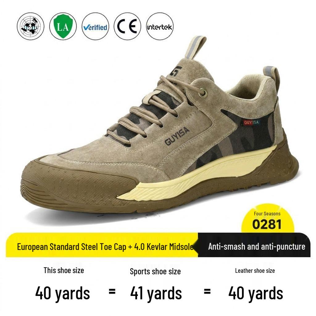 Men's Breathable Steel Toe Work Shoes - Comfortable, Wear-Resistant, Anti-Smash, Anti-Puncture, Anti-Scald & Anti-Spark for Construction and Welding.