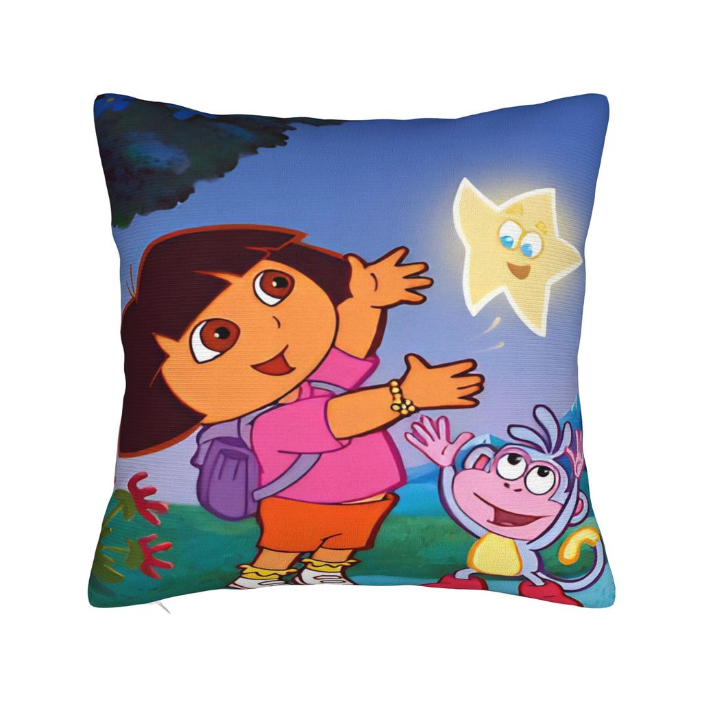 Tecknad D-Dora Utforskaren Äventyr Kuddfodral Bekvämt Kuddfodral för Soffa Sovrum Roliga Kuddfodral