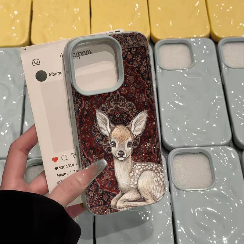 Cute Little Deer Phone Case For IPhone 11 13 12 Pro 14 16 Plus 15 Pro Max Case 17Air Case Silicone Shockproof Soft Cover Cases