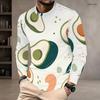 Men s Plus Size Round Neck Long Sleeve T Shirt Sunset Palm Wave Printed Casual Pullover