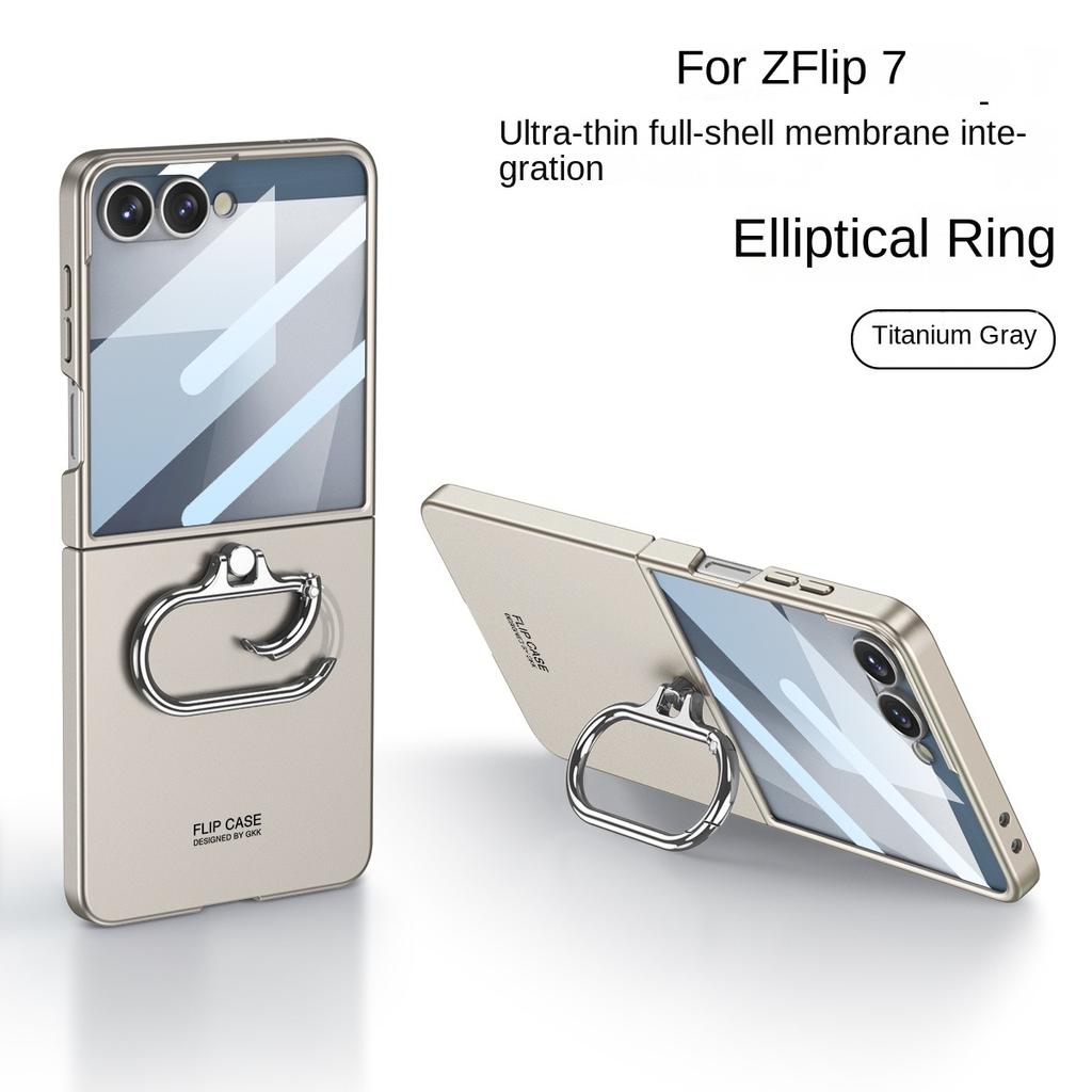 For Samsung Galaxy Z Flip 7 Case Hard Slim with Ring Stand Protective Back Cover Case for Samsung Z Flip7 Full Cover Phone Shell