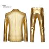 2Pcs/Set Men Suit Coat Pants Set Lapel Long Sleeve Single Breasted Suit Jacket Long Pants Set Golden Stamping Business Suit