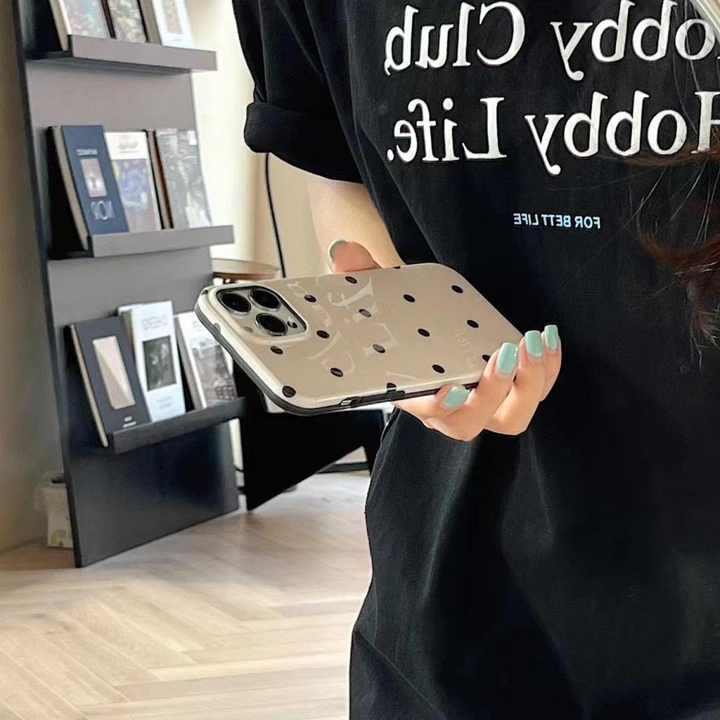 Zhao Lusi Inspired Polka Dot Milk Tea Color Phone Case for Apple 17 Pro Max