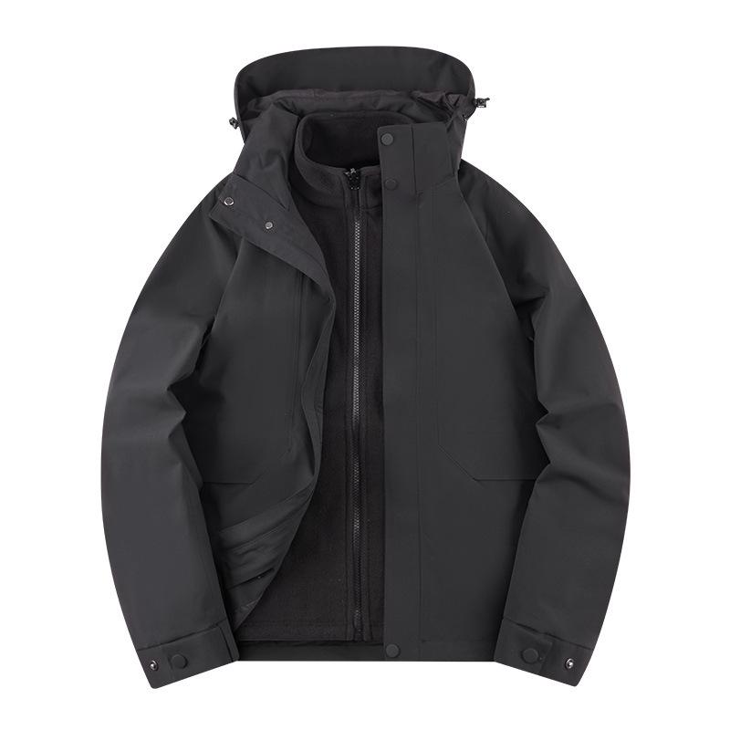 Three-in-One Detachable Windproof Goose Down Jacket: Cold-Resistant, Water-Repellent Outer, Warm Inner Layer for Couples