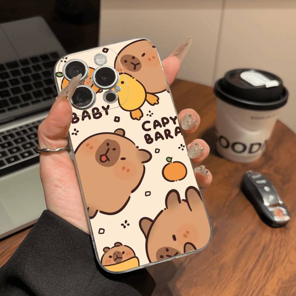 Cartoon Capybara Transparent Soft Phone Case For IPhone 15 12 14 16 17 13 Plus 11 Pro Max 13 Pro