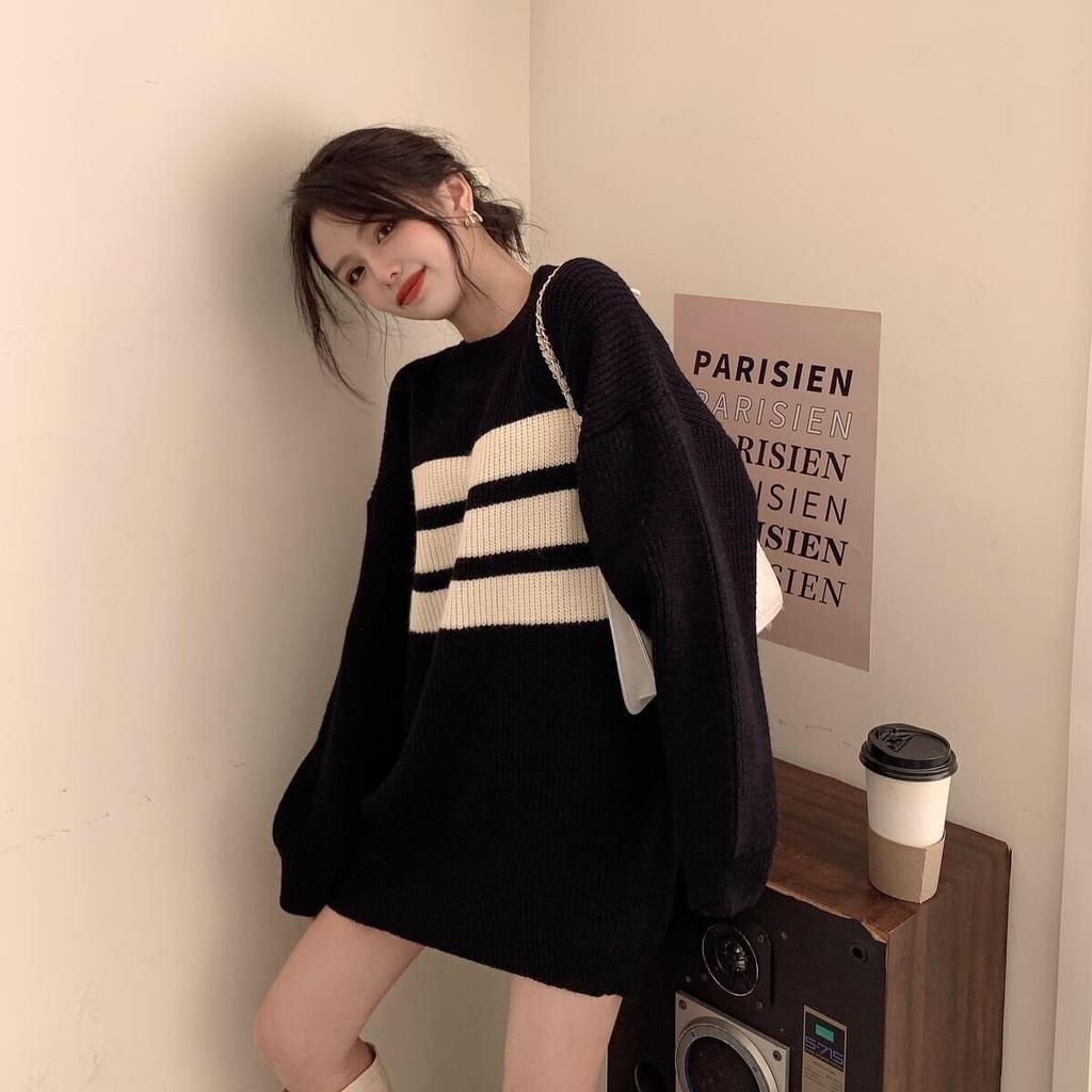 Medium and Long Sweater Loose Women Lazy Style New Spring and Autumn Wear Sweater Pullover Long Sleeve Top