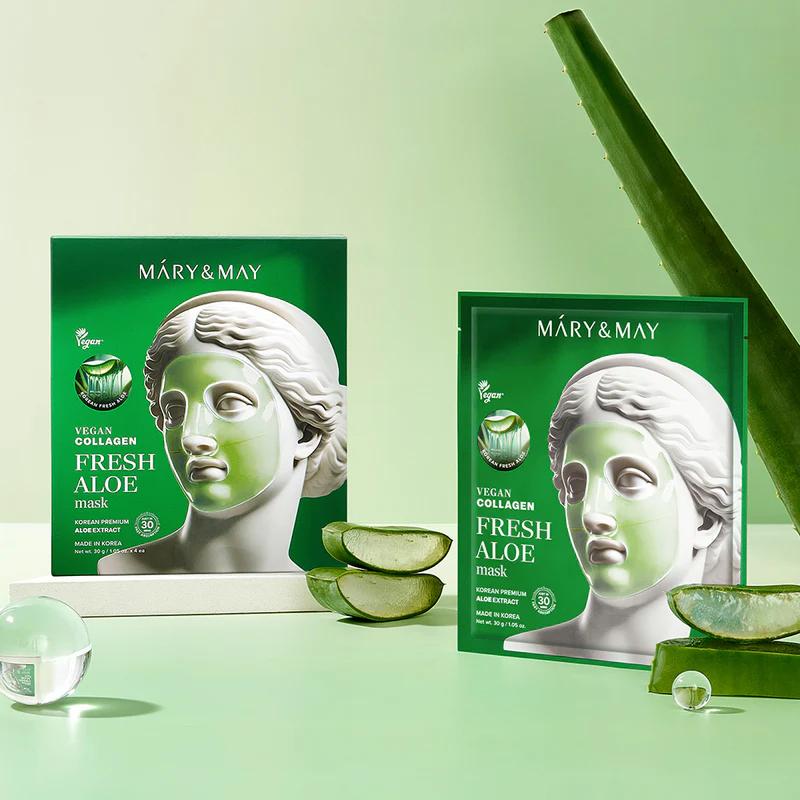 Mary&May Vegan Collagen Fresh Aloe Mask 30g*4EA