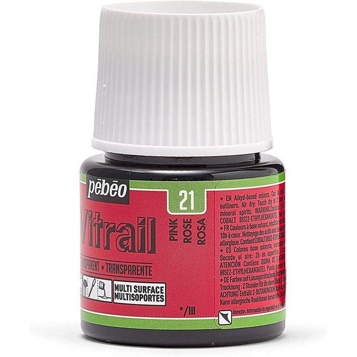 Transparent Stained Glass Paint - PEBEO - 45ml - Transparent Pink