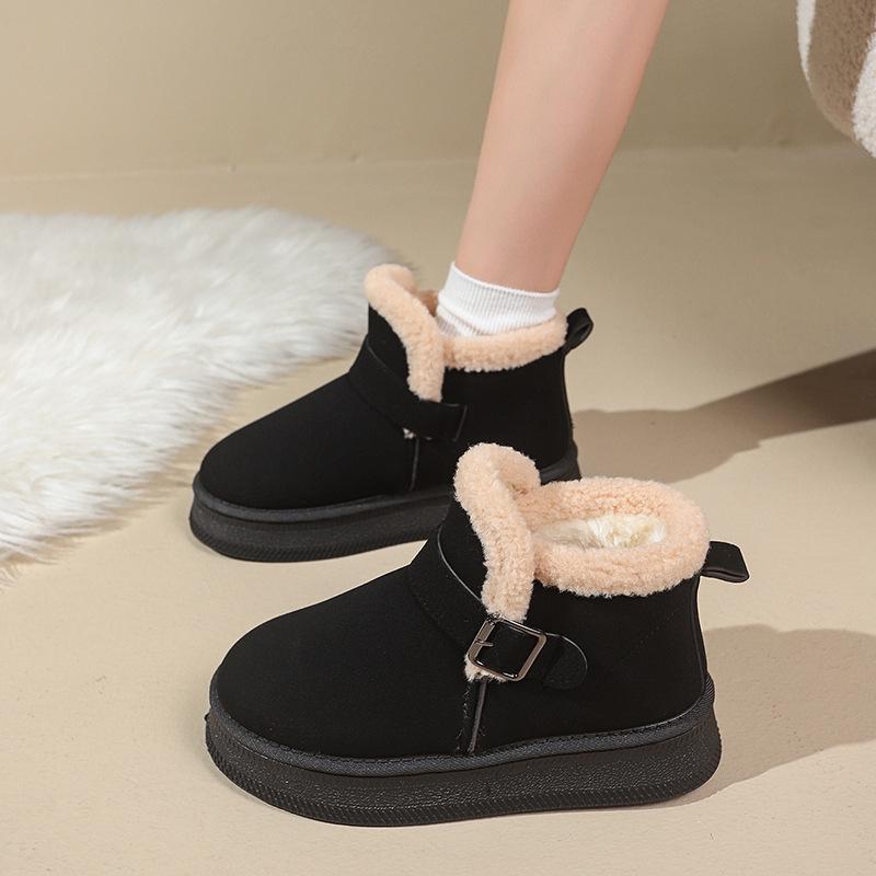 

Женские зимние сапоги 2025 новая корейская версия модные ленивые туфли круглый носок плоские хлопковые туфли женская обувь теплая обувь женская 36