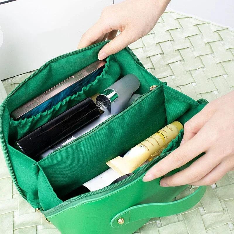 Women PU Cosmetic Bag Multifunctional Waterproof Large-capacity Tote Toiletry Storage Bag Wash Makeup Organizer Pouch