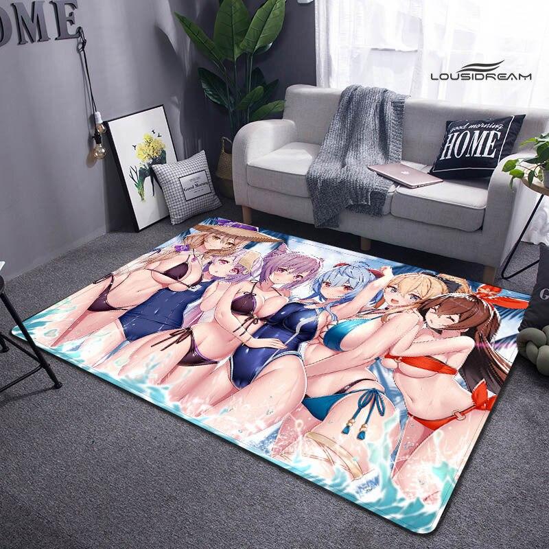 Genshin Spiel Cartoon Druck Teppich Wohnzimmer Schlafzimmer Teppich rutschfeste Fußmatte Kinderspielzimmer Teppich Fotografie Requisiten