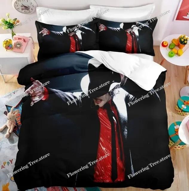 Michael Jackson Bettwäsche-Set Einzelbett Twin Full King Size Musikal Genies Bettwäsche Erwachsene Jugendliche Schlafzimmer Bettbezug-Set Super Star