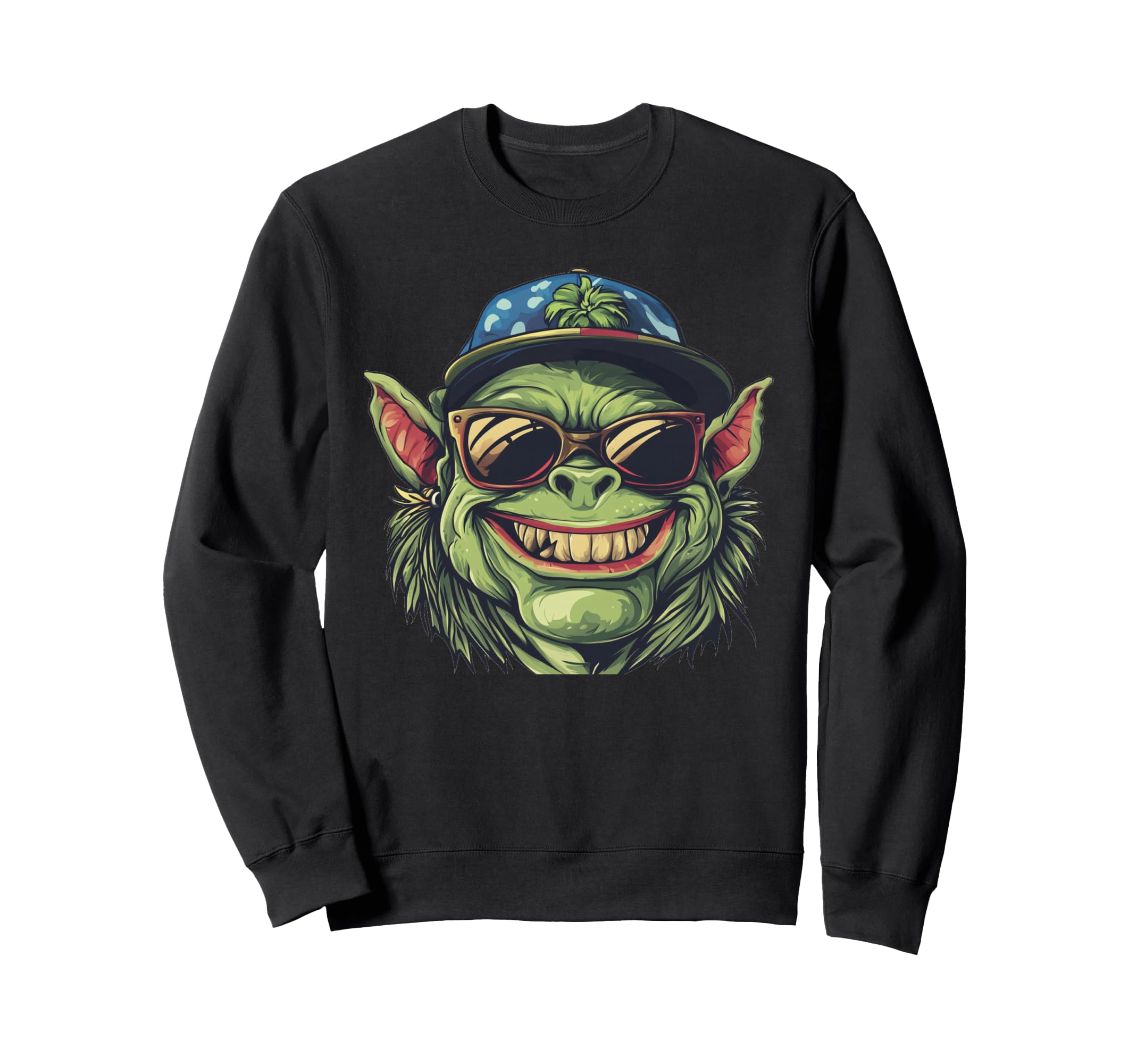 Funny laughing demon and sunglasses costume. Trainer