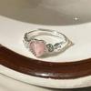 Trend Pink Love Heart Crystal Rings for Women Love Zircon Open Ring Irregular Aesthetic Girl Rings Jewelry