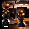 Skeleton Ornaments Resin Figurines With Lamp Miniature Creative Black Sculptures Room Decoration Accessories For Halloween