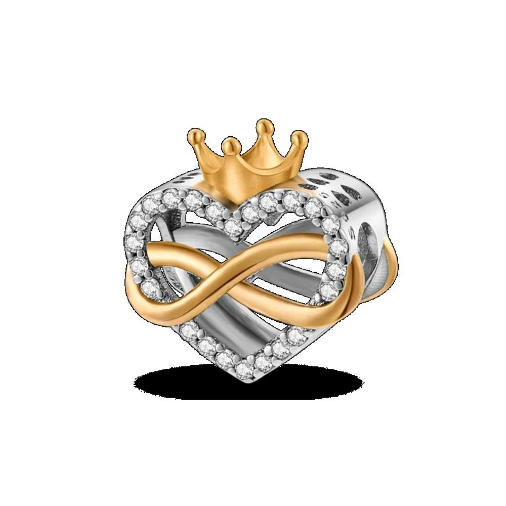 925 Silver Golden Charm Crown Family Tree Safety Chain Hollow Beads for Women DIY Bracelets Jewelry