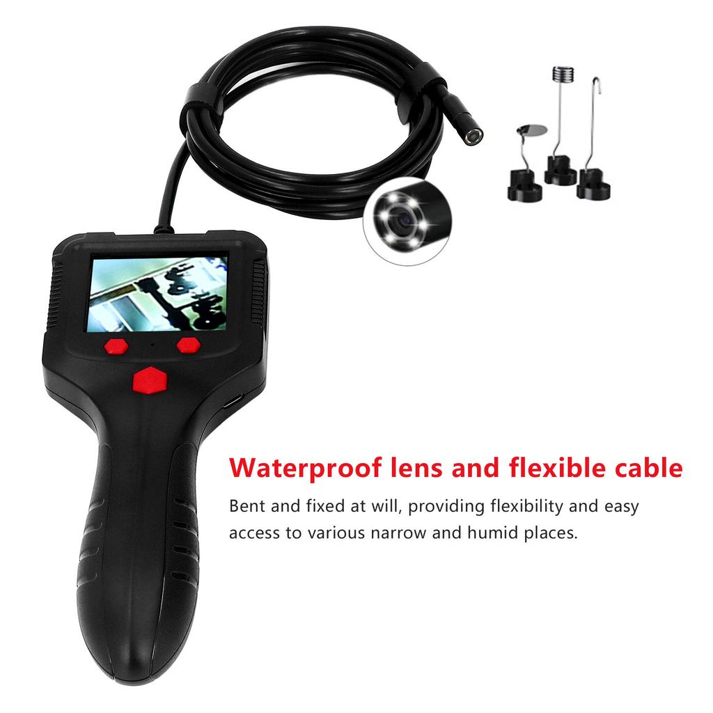 Handheld Endoscope 2.4in HD IPS LCD Screen Waterproof Lens Flexible Cable Portable Pipe Inspection Camera with Light 5V