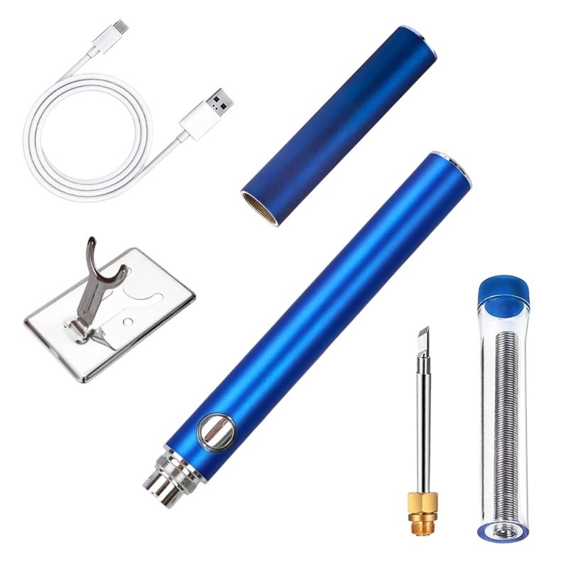 Comfortable Wooden Handle Soldering Iron Featuring Four Gear Temperature Control USB Charging Rapid Heating Lightweight Design