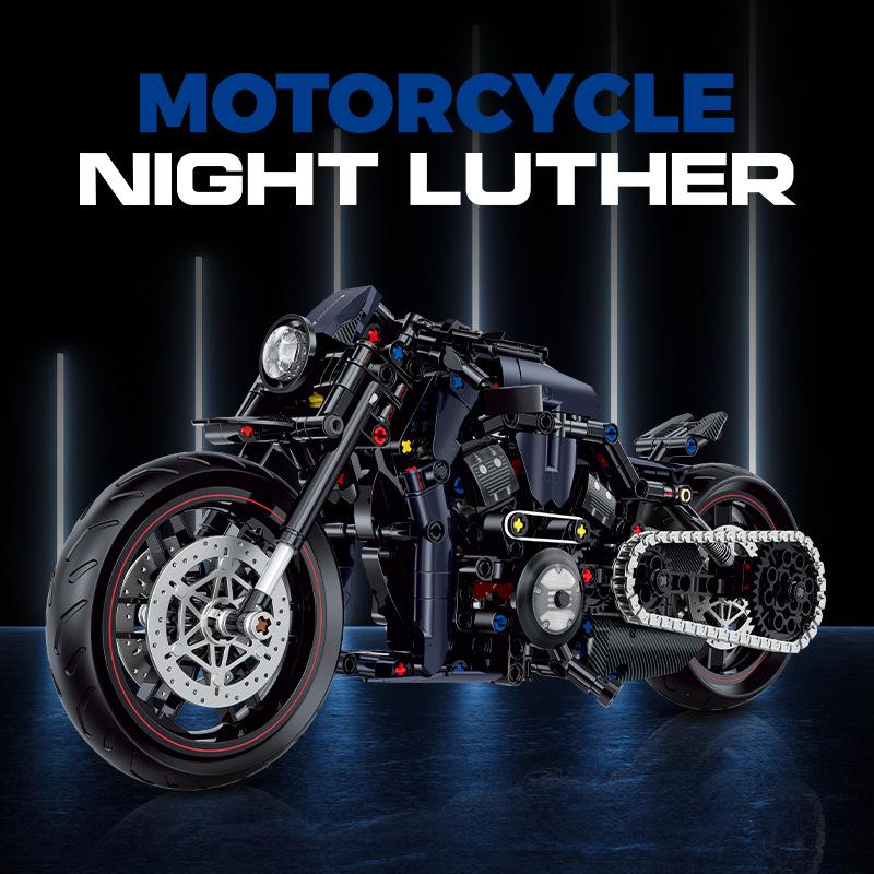 Hanoreton Duke Motorcycle Building Blocks Model - Night Road Edition