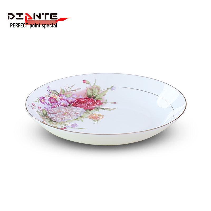 European Style Gold Rim Ceramic Dinner Plates - 8" & 10" - Deep & Large for Soup, Rice, or Meals