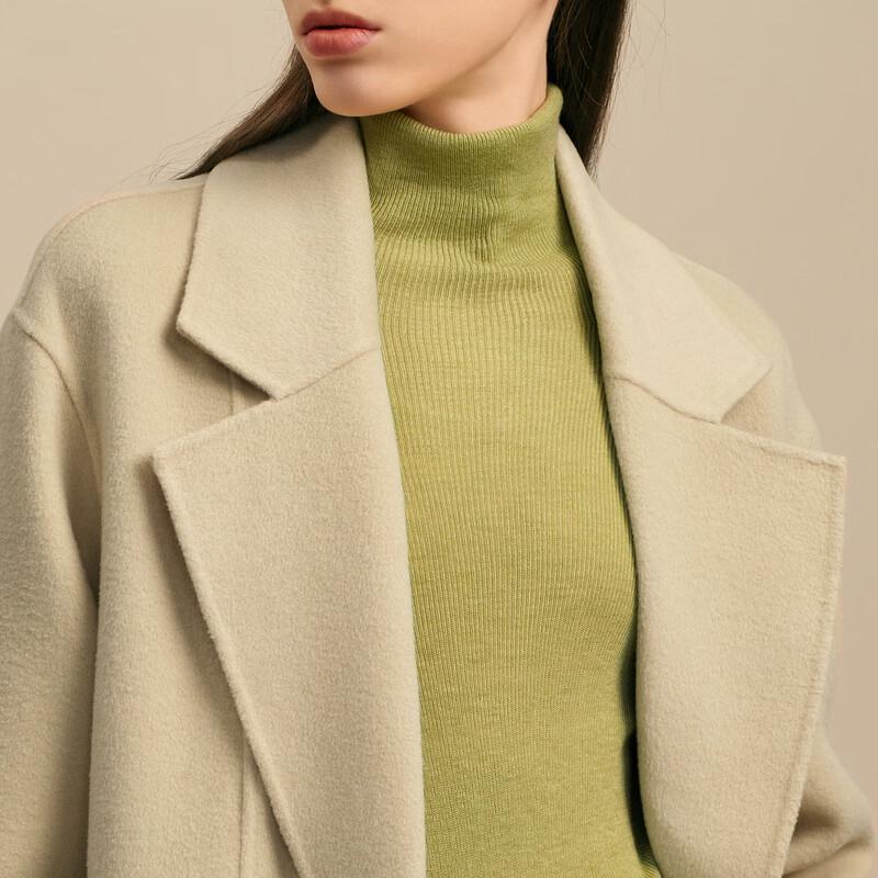 Elva' Island Women's Detachable Hood Mid-Length Double-Sided Wool Coat