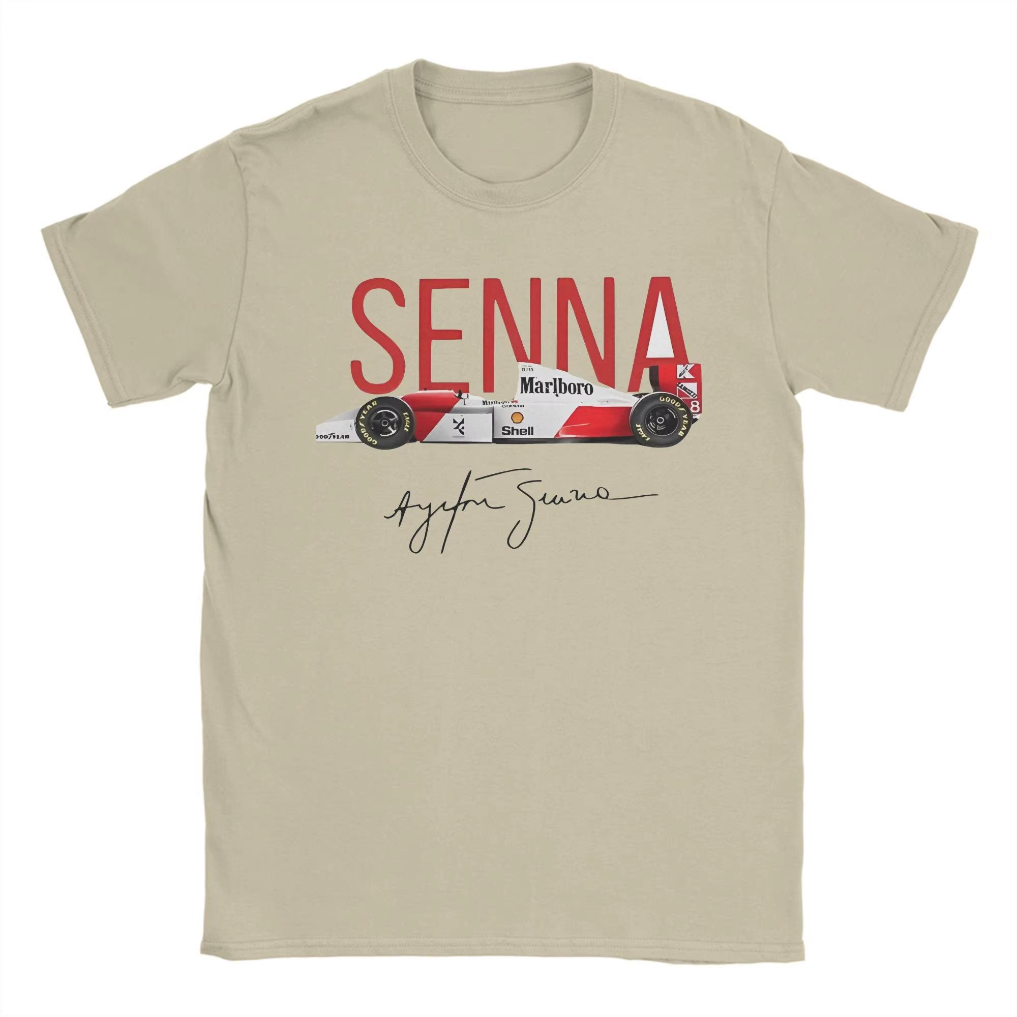 BenberFashion Leuk Ayrton Senna Raceauto T-shirt Unisex Unisex Ronde Hals 100% Katoen T-shirts Korte Mouw Tees Plus Size Kleding L