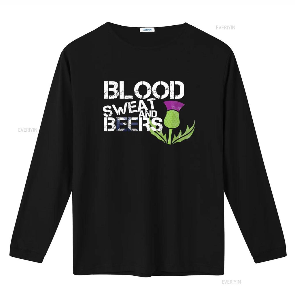 Blood Sweat And Beers Scotland Scottish Rugby Mens Boys T Shirt Top with Thistle Design vintage Washed Soft graphic