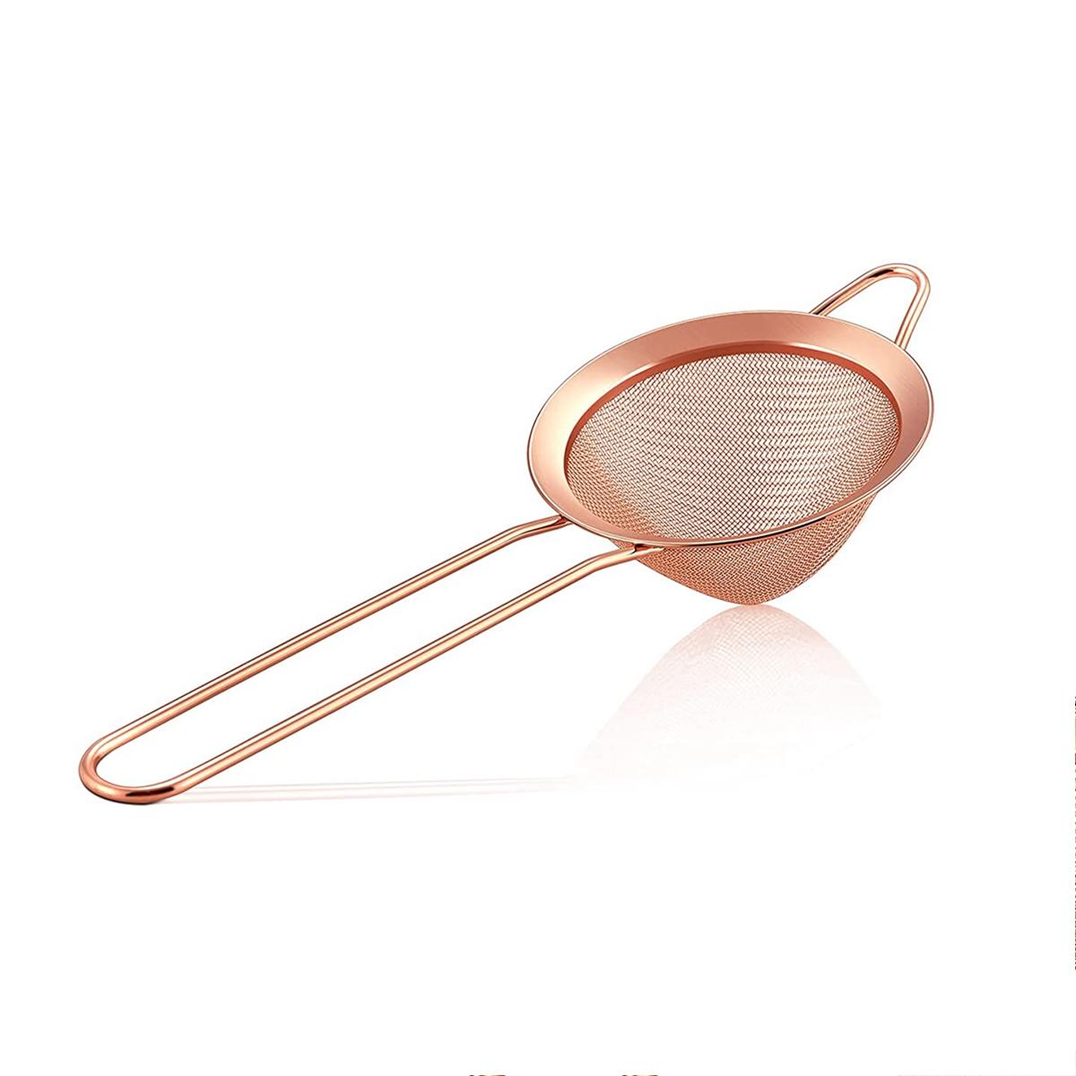 Stainless Steel Mesh Strainer Fine Tea Strainer Long Handle Colanders Mesh Strainers Sieve For Cocktail Coffee Bartender Tool Rose gold