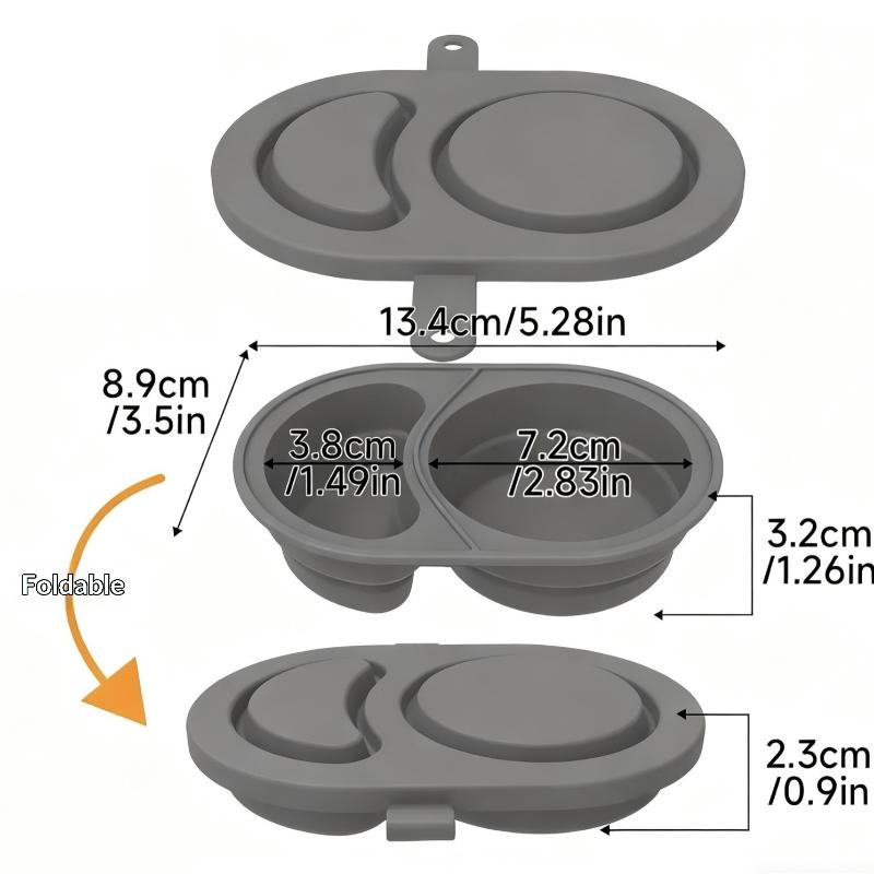 Contenitori per Snack in Silicone con Coperchi Pieghevoli Riutilizzabili Scatole per Snack Contenitori a Doppio Scomparto Ciotole per Condimenti Gadget da Cucina